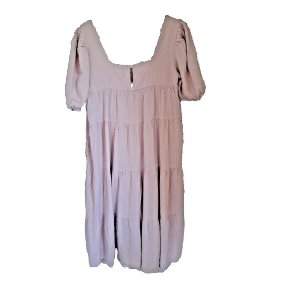 Lulus Dress Size S Blush Pink Tiered Midi Puff Short Sleeves Square Neckline - Picture 8 of 8